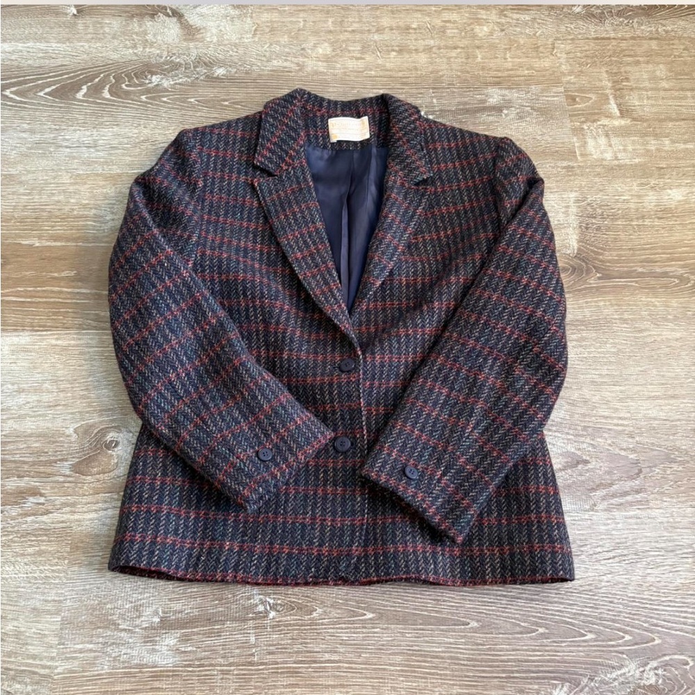 Pendleton Women's Checkered Blazer - Black and Red